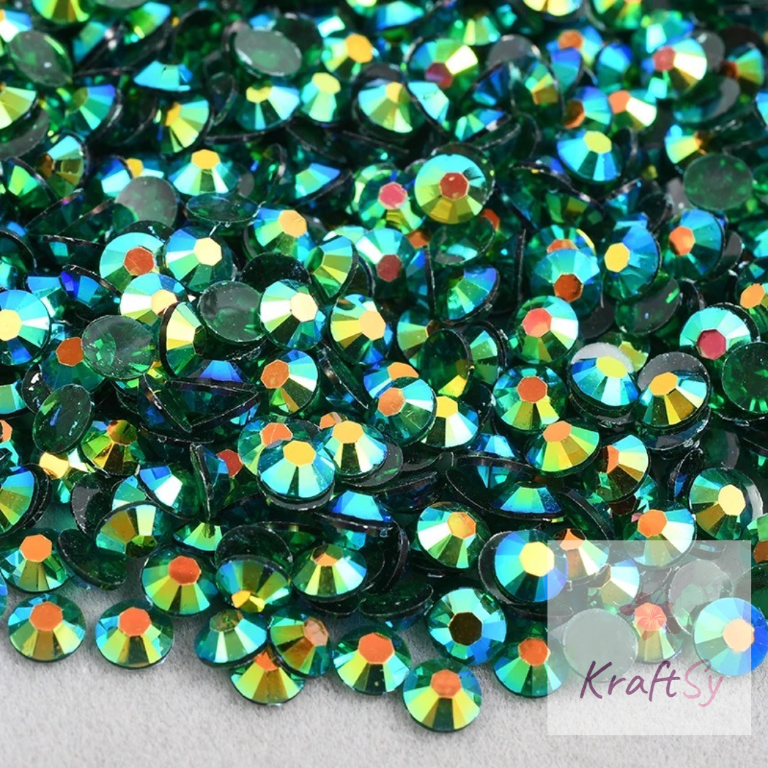 Transparent Emerald AB Non-Hotfix Resin Rhinestone