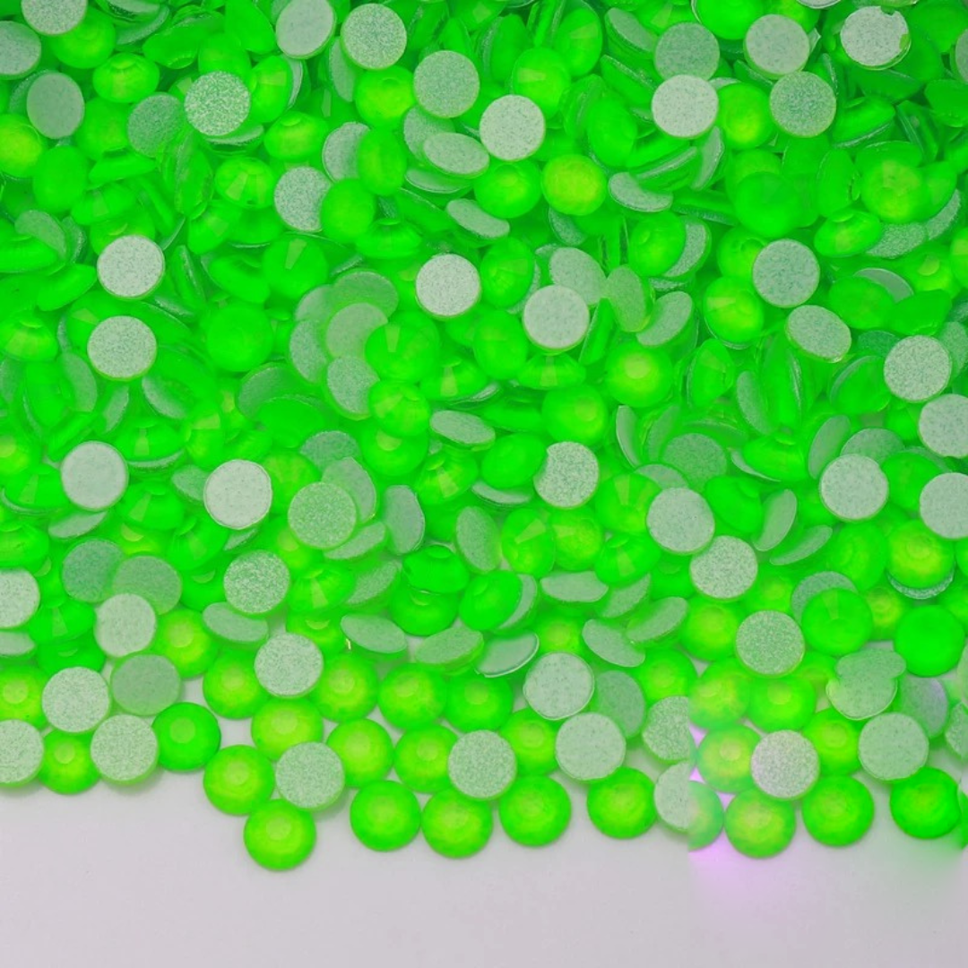 Neon Green Flatback Glass Non-Hotfix Rhinestone – product image 1