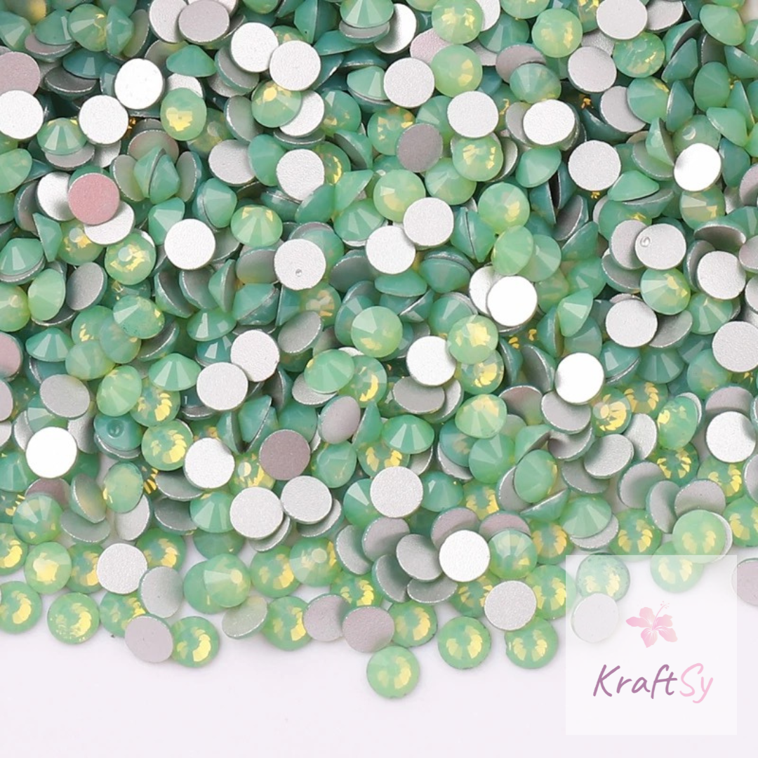 Green Opal Flatback Glass Rhinestones