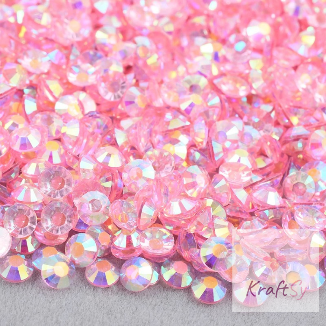 Transparent Lt. Pink AB Non-Hotfix Resin Rhinestone