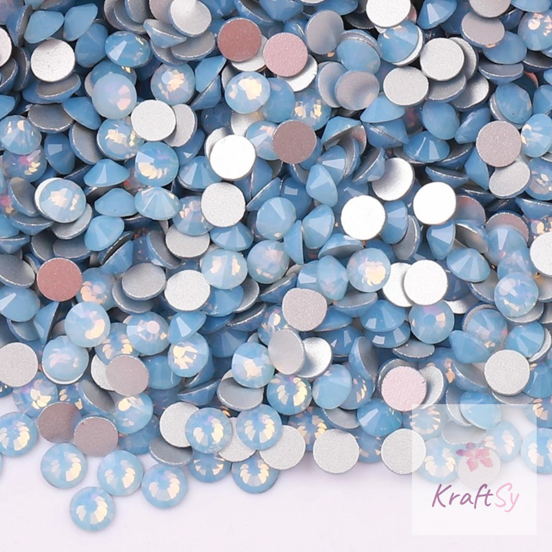 Blue Opal Flatback Glass Rhinestones