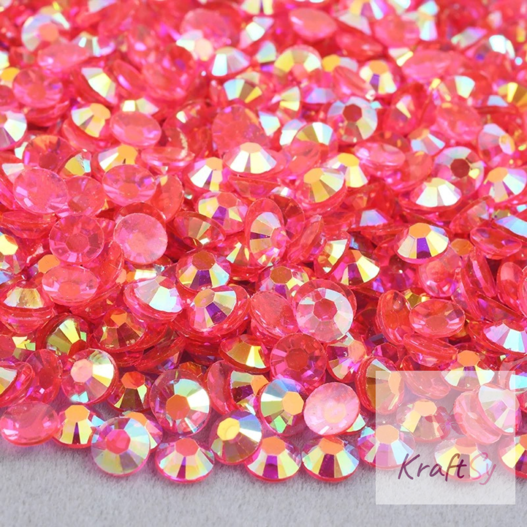 Transparent Dark Rose AB Non-Hotfix Resin Rhinestone