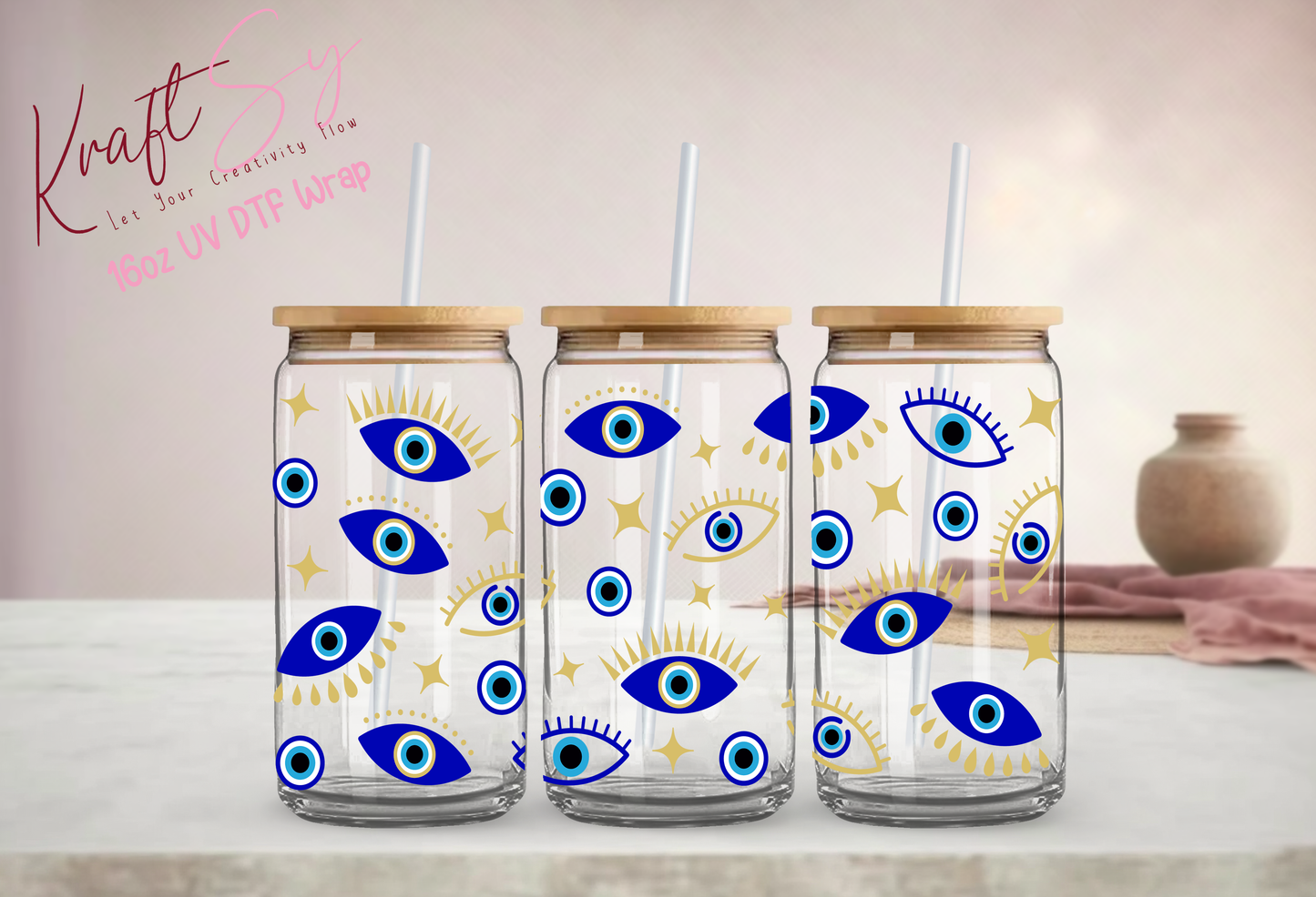 Blue and White Evil Wrap