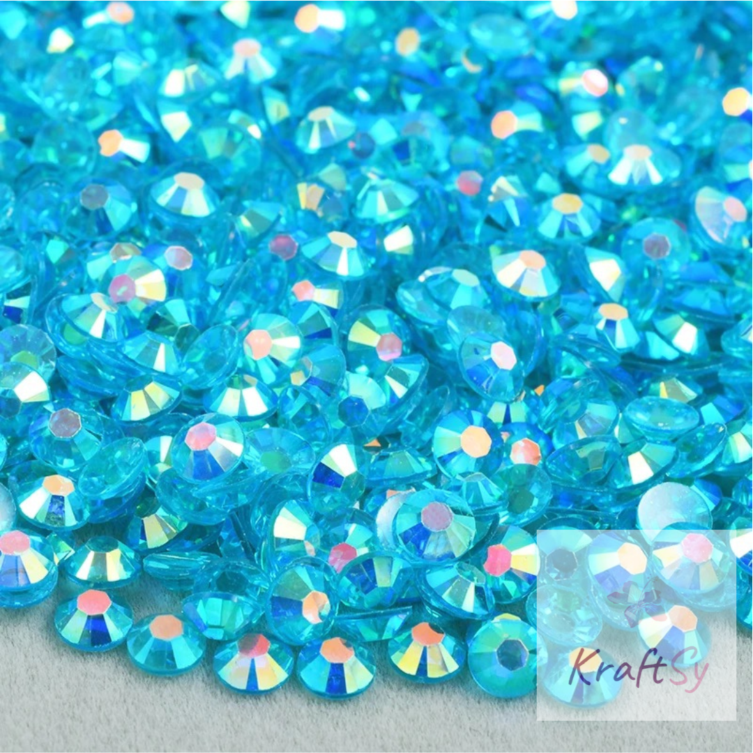 Transparent Blue Zircon AB Non-Hotfix Resin Rhinestone
