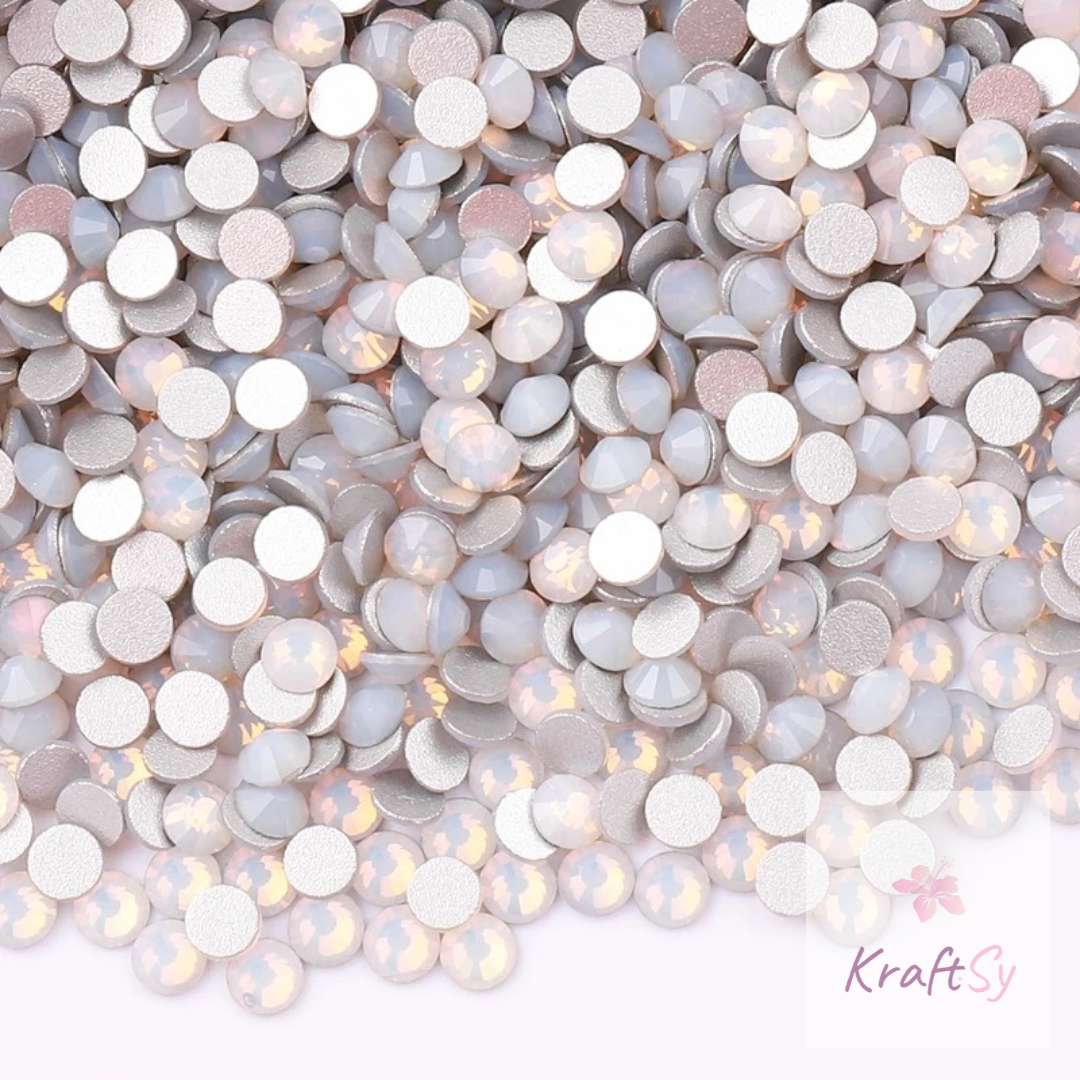 White Opal Flatback Glass Rhinestones