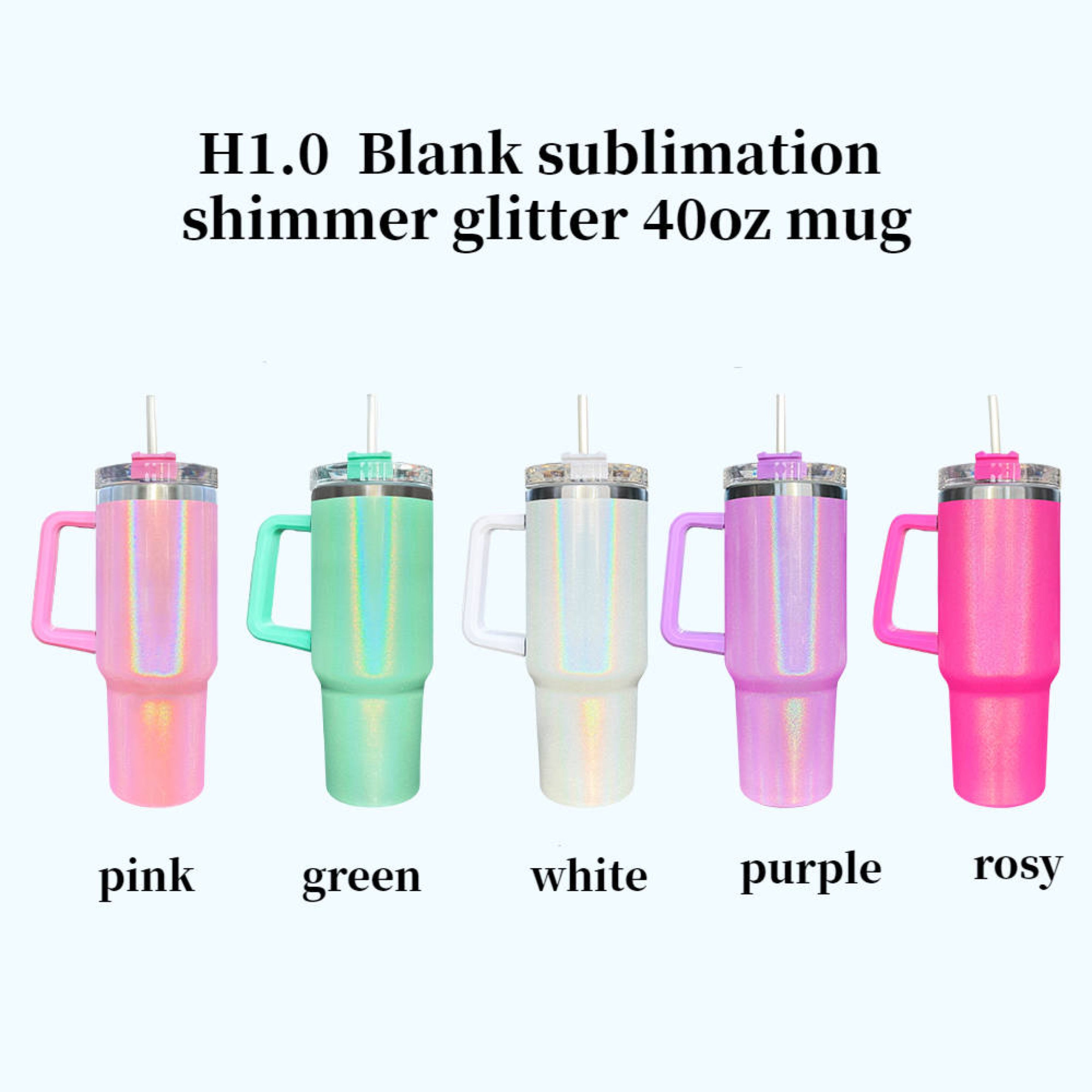 40oz Glitter Sublimation Tumbler w/handle; Stanley
