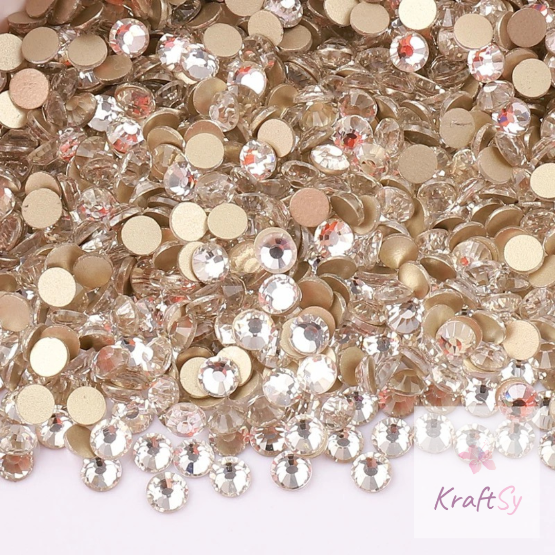 Crystal Clear Gold Bottom Flatback Glass Rhinestone