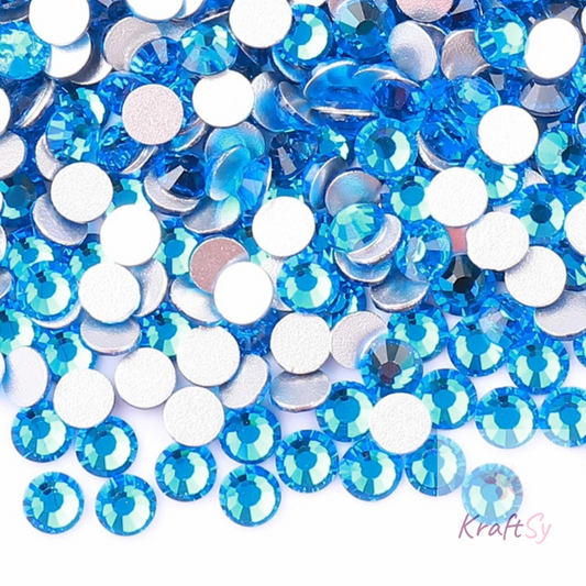 Capri Blue Flatback Glass Rhinestone