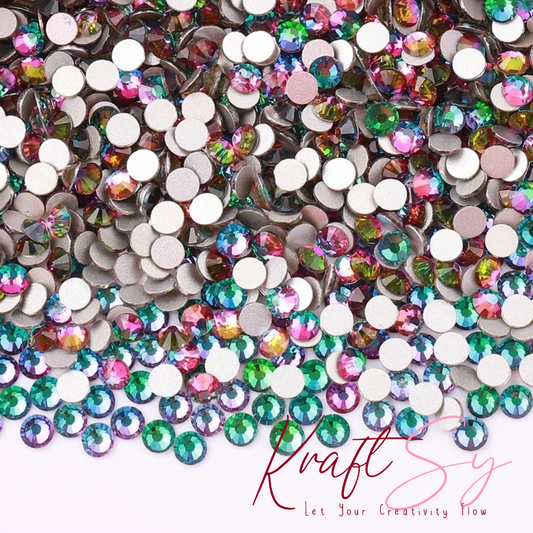 Green Flare Flatback Glass Rhinestone