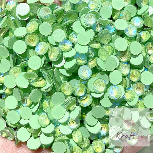 Luminous Peridot AB Flatback Glass Rhinestone