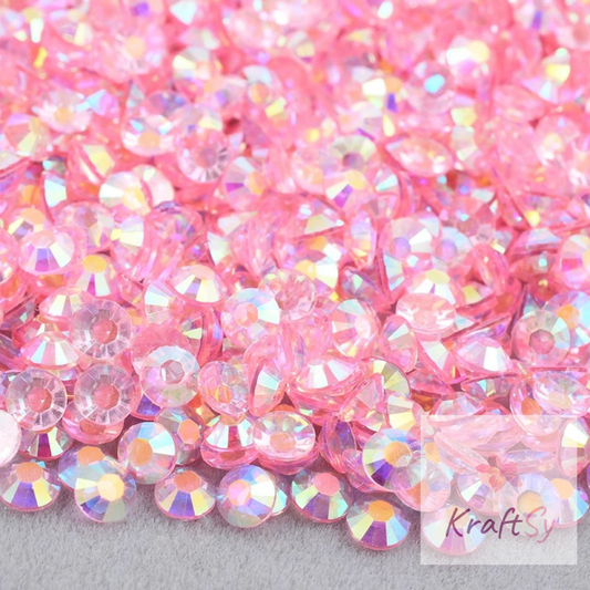 Transparent Lt. Pink AB Non-Hotfix Resin Rhinestone