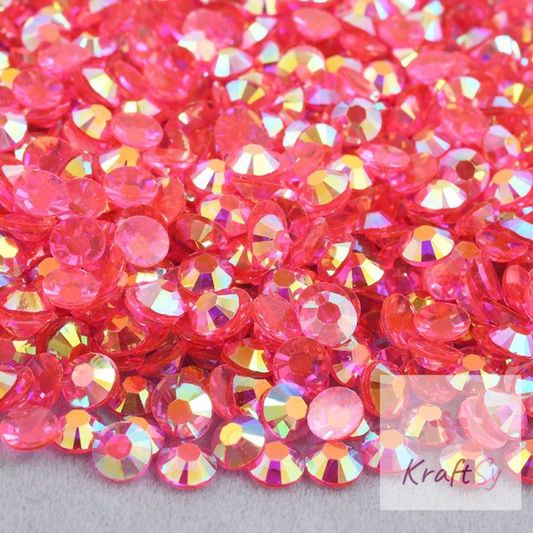 Transparent Dark Rose AB Non-Hotfix Resin Rhinestone