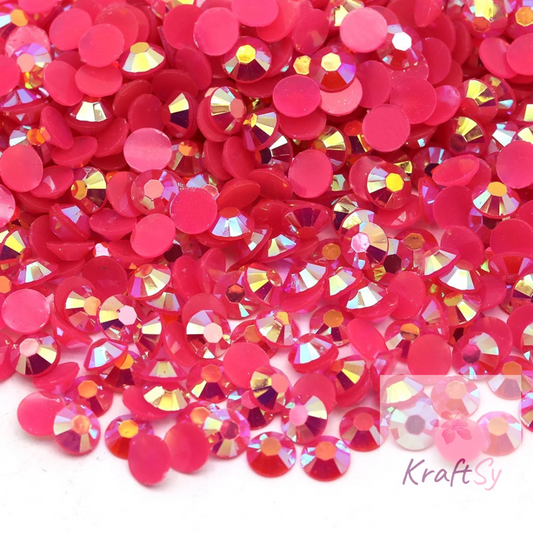 Jelly Dark Rose AB Non-Hotfix Resin Rhinestone