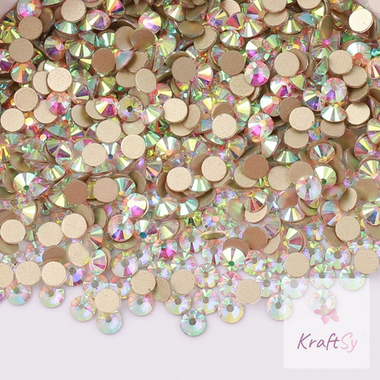 Crystal AB Gold Bottom Flatback Glass Rhinestone