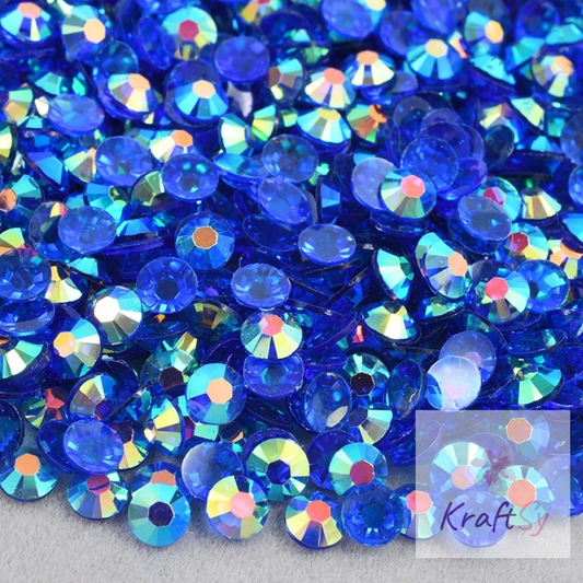 Transparent Sapphire AB Non-Hotfix Resin Rhinestone