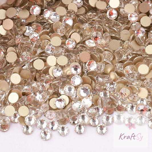 Crystal Clear Gold Bottom Flatback Glass Rhinestone